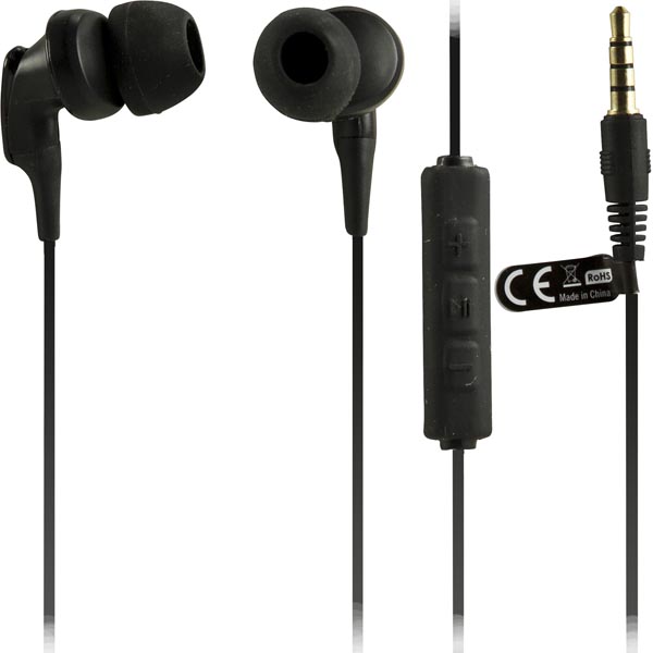 Deltaco HL-115 iPhone in-ear headset, 3 korvatyynyä, musta